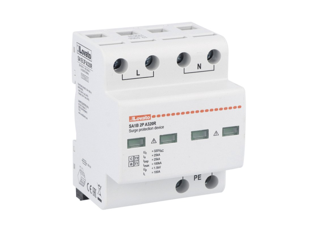 Chống sét lan truyền loại 1+2, 2P, 10/350 25KA, relay ngõ ra SA1B2PA320R